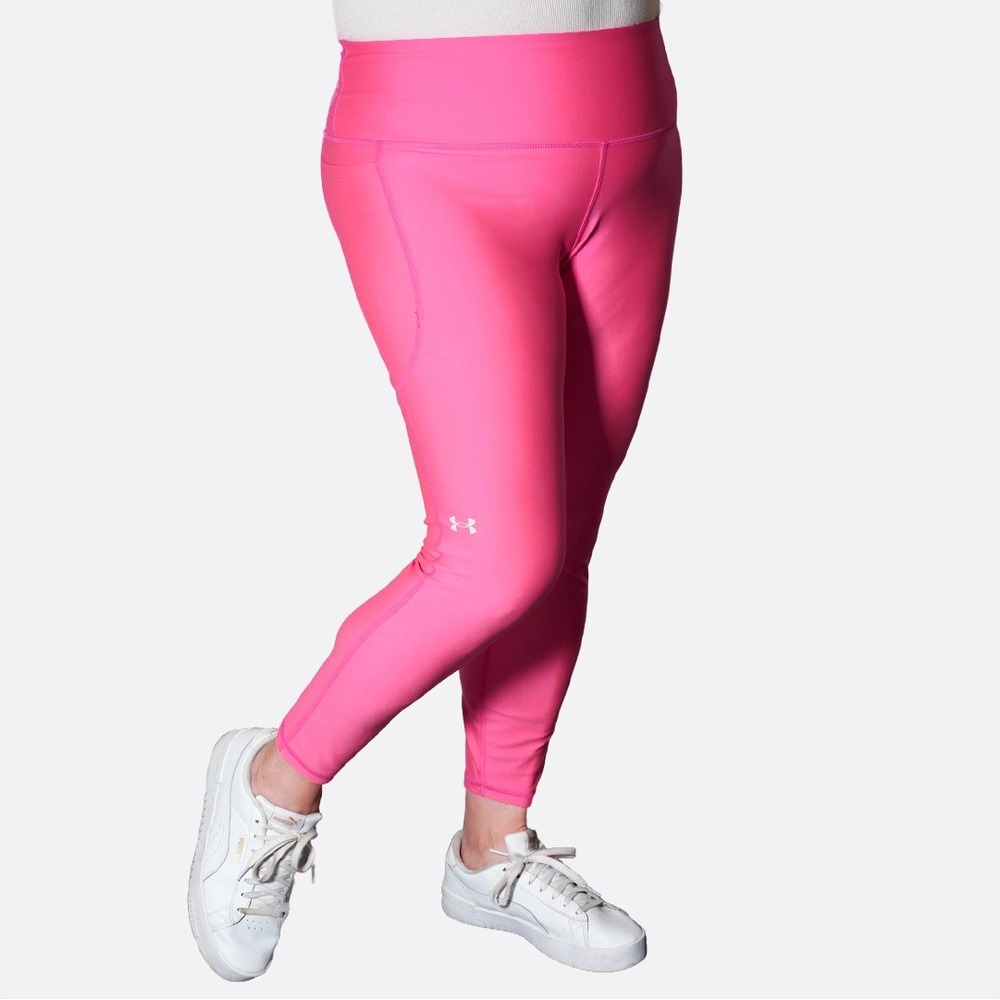 Under‎ Armour Vibrant Neon Pink High Rise Pocket Leggings Compression Plus 1X XL